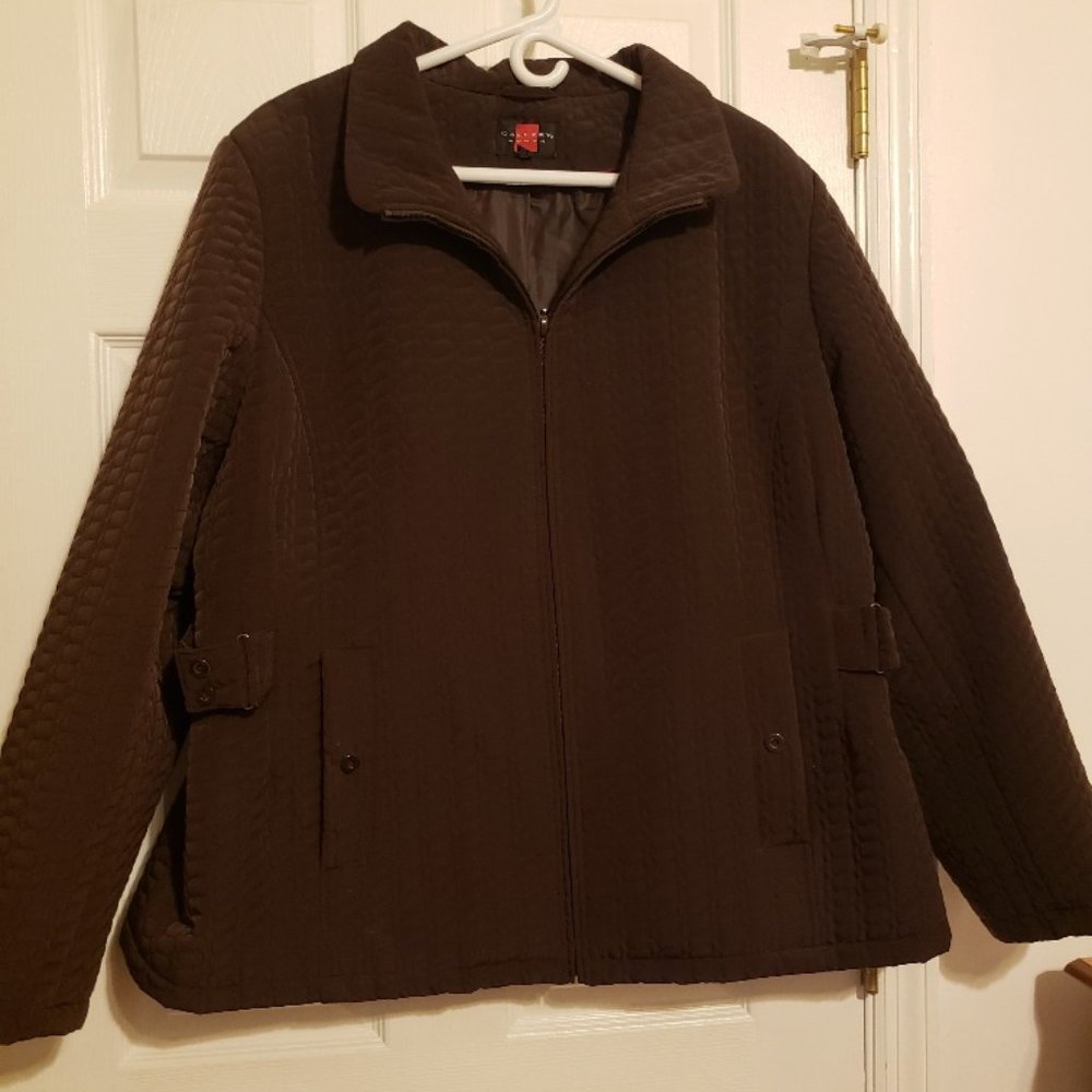 Brown quilted jacket coat women's size 2x